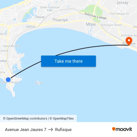 Avenue Jean Jaures 7 to Rufisque map