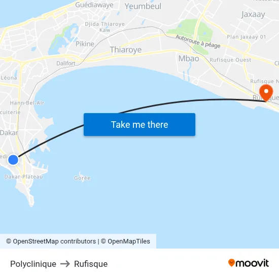 Polyclinique to Rufisque map
