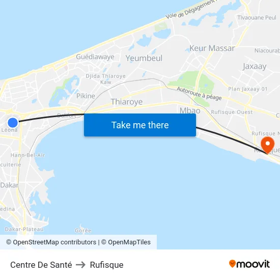 Centre De Santé to Rufisque map