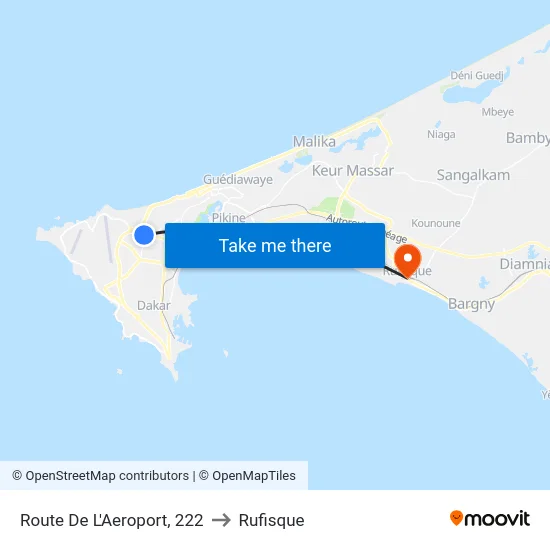 Route De L'Aeroport, 222 to Rufisque map
