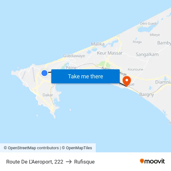 Route De L'Aeroport, 222 to Rufisque map