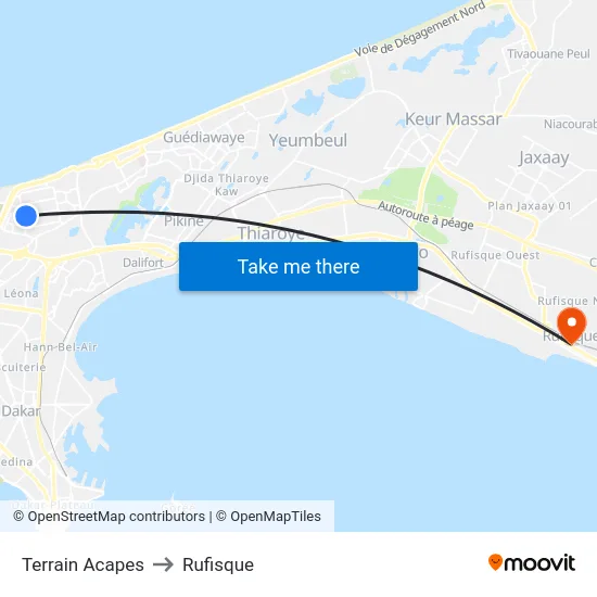 Terrain Acapes to Rufisque map