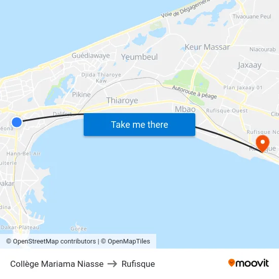 Collège Mariama Niasse to Rufisque map