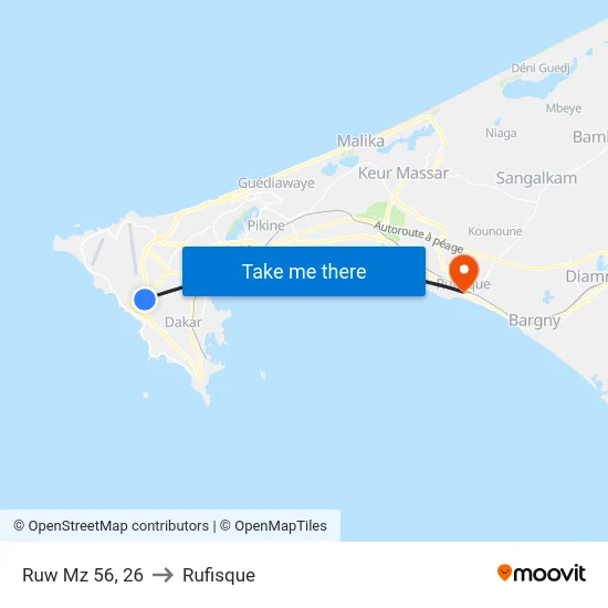 Ruw Mz 56, 26 to Rufisque map