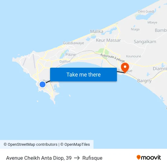 Avenue Cheikh Anta Diop, 39 to Rufisque map