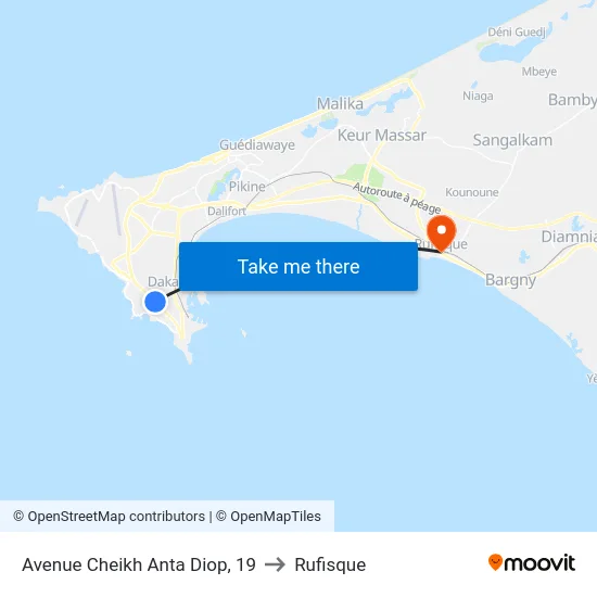 Avenue Cheikh Anta Diop, 19 to Rufisque map