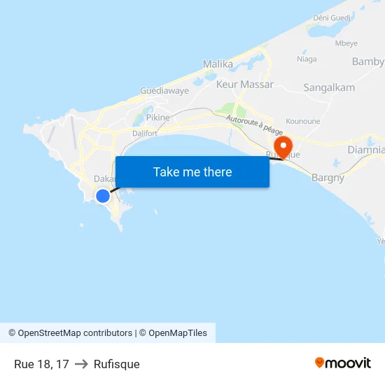 Rue 18, 17 to Rufisque map