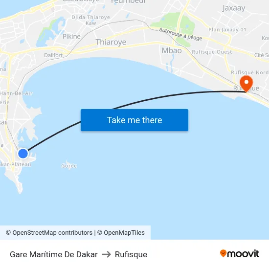 Gare Marítime De Dakar to Rufisque map