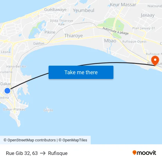 Rue Gib 32, 63 to Rufisque map