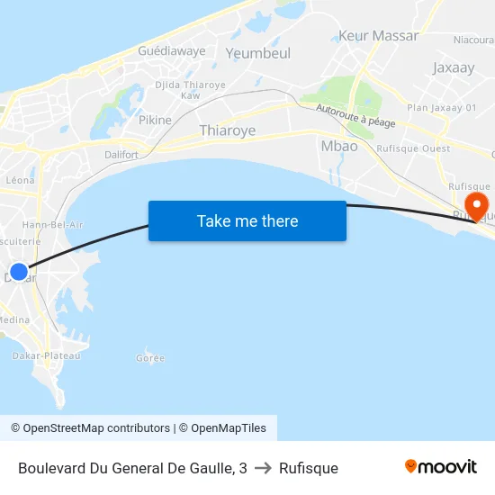 Boulevard Du General De Gaulle, 3 to Rufisque map