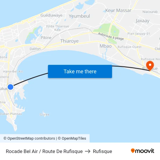 Rocade Bel Air / Route De Rufisque to Rufisque map