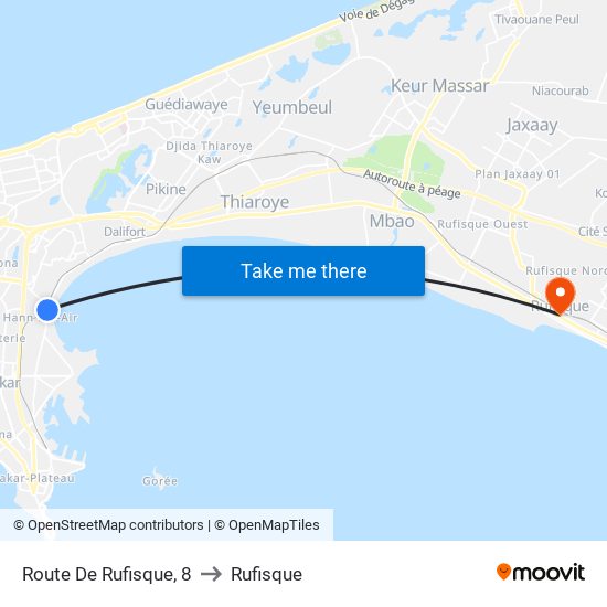 Route De Rufisque, 8 to Rufisque map