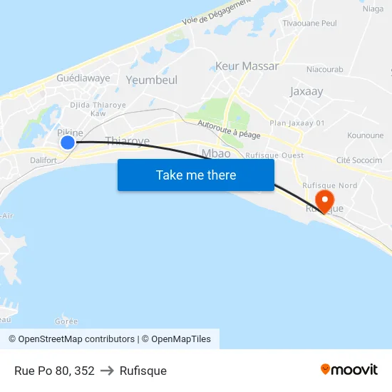 Rue Po 80, 352 to Rufisque map