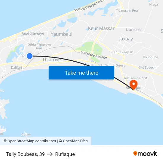 Tally Boubess, 39 to Rufisque map