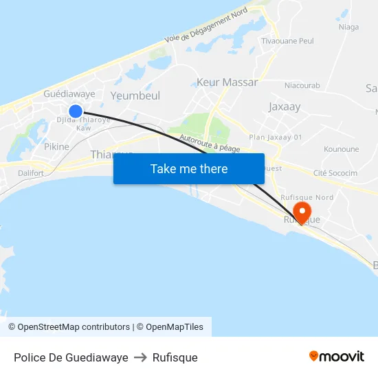 Police De Guediawaye to Rufisque map