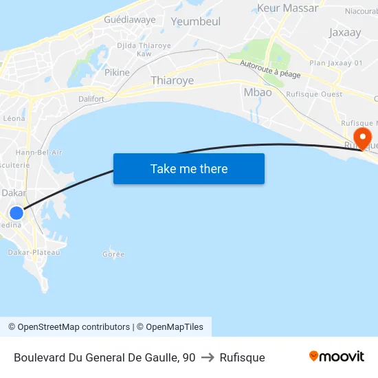 Boulevard Du General De Gaulle, 90 to Rufisque map
