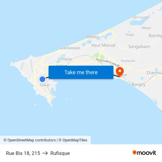 Rue Bis 18, 215 to Rufisque map
