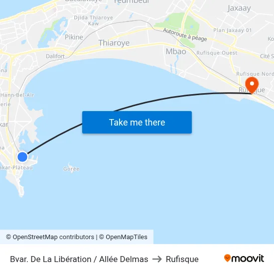 Bvar. De La Libération / Allée Delmas to Rufisque map