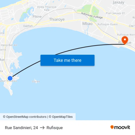 Rue Sandinieri, 24 to Rufisque map