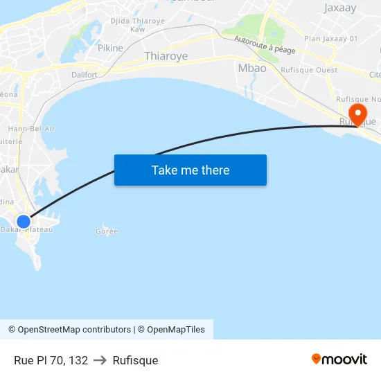 Rue Pl 70, 132 to Rufisque map