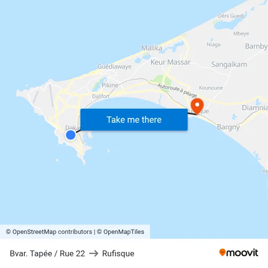 Bvar. Tapée / Rue 22 to Rufisque map