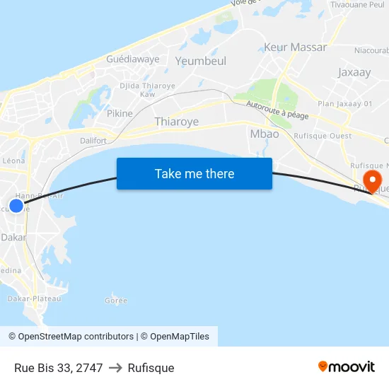 Rue Bis 33, 2747 to Rufisque map