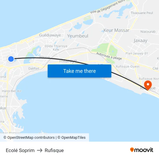 Ecolé Soprim to Rufisque map