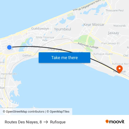 Routes Des Niayes, 8 to Rufisque map