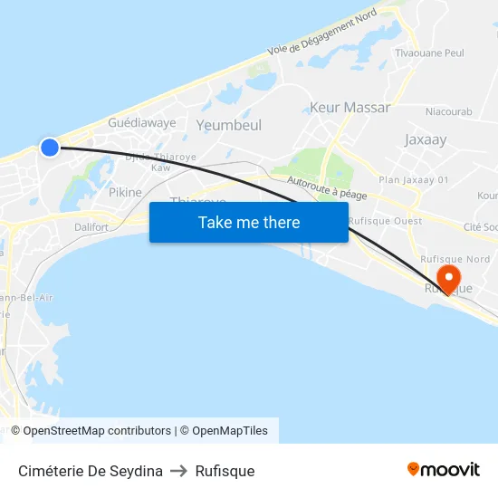 Ciméterie De Seydina to Rufisque map