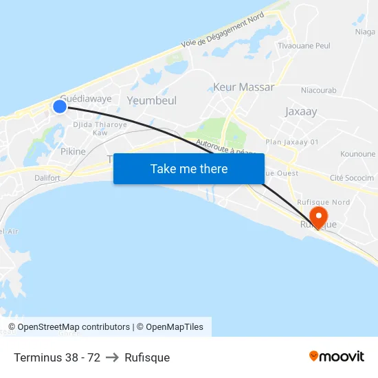 Terminus 38 - 72 to Rufisque map