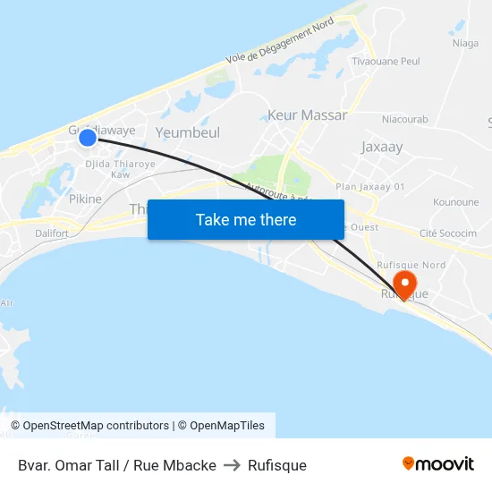Bvar. Omar Tall / Rue Mbacke to Rufisque map