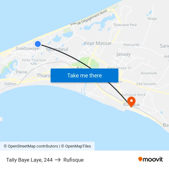 Tally Baye Laye, 244 to Rufisque map
