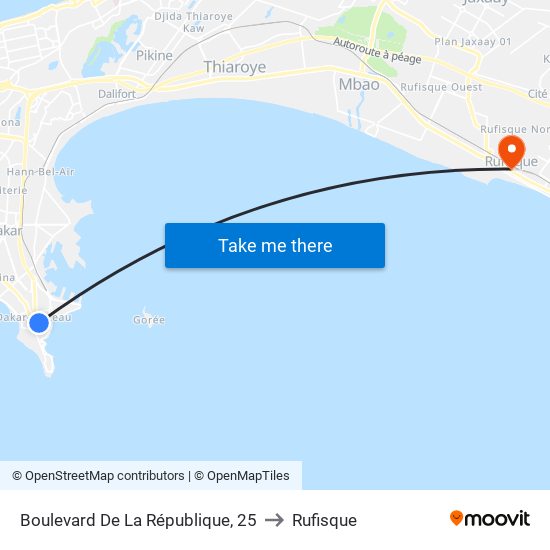 Boulevard De La République, 25 to Rufisque map
