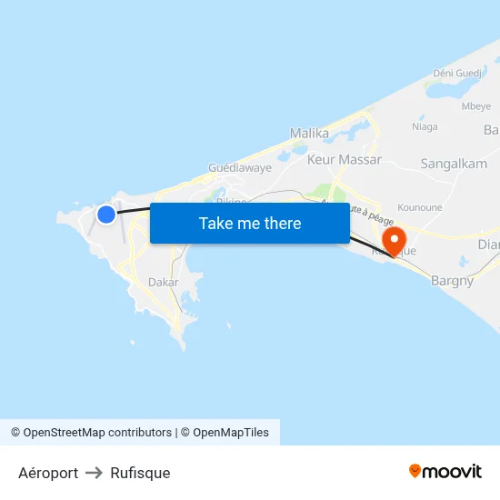 Aéroport to Rufisque map