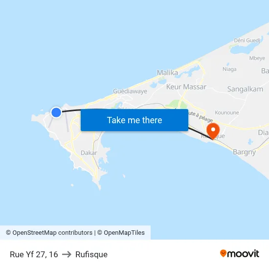 Rue Yf 27, 16 to Rufisque map