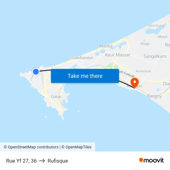 Rue Yf 27, 36 to Rufisque map