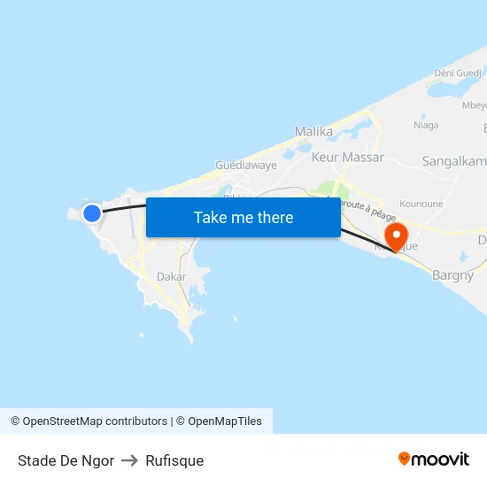 Stade De Ngor to Rufisque map