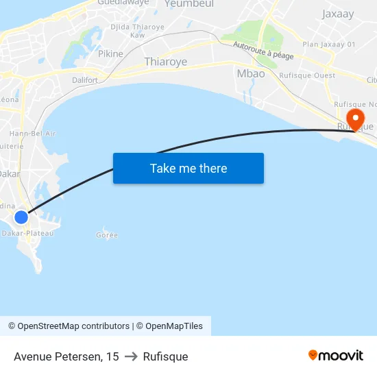 Avenue Petersen, 15 to Rufisque map