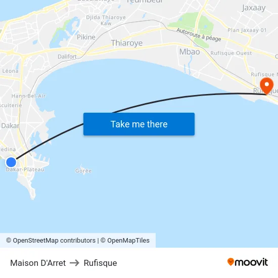 Maison D'Arret to Rufisque map