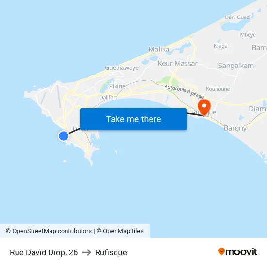 Rue David Diop, 26 to Rufisque map