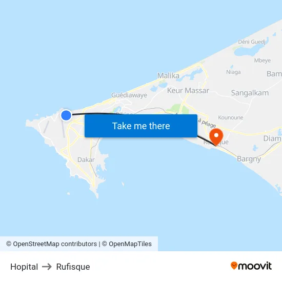 Hopital to Rufisque map