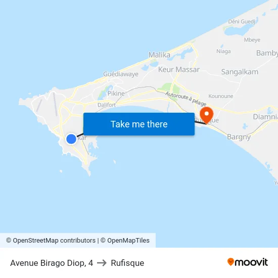 Avenue Birago Diop, 4 to Rufisque map