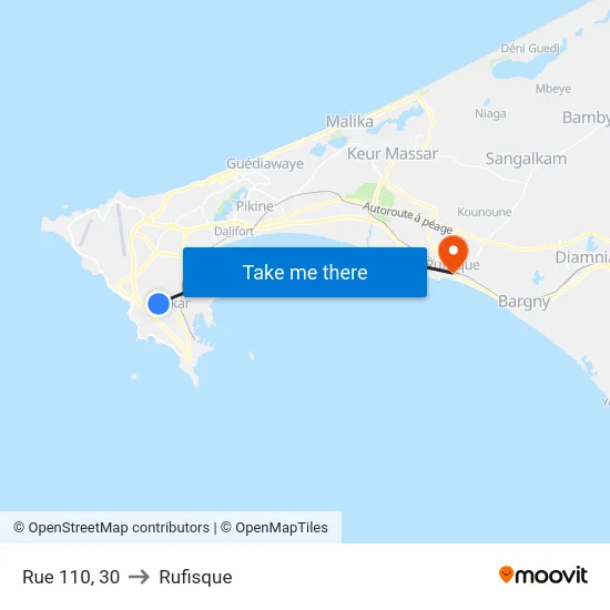 Rue 110, 30 to Rufisque map