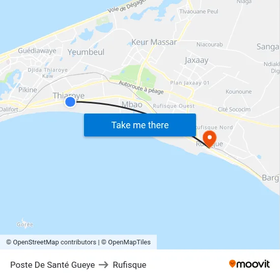 Poste De Santé Gueye to Rufisque map