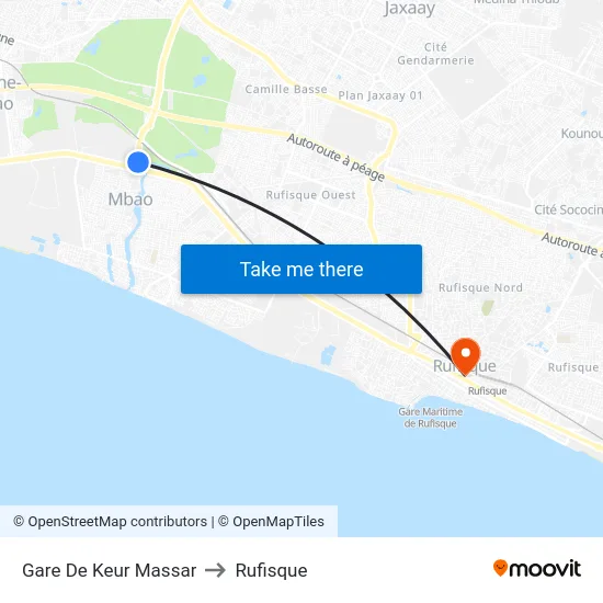 Gare De Keur Massar to Rufisque map