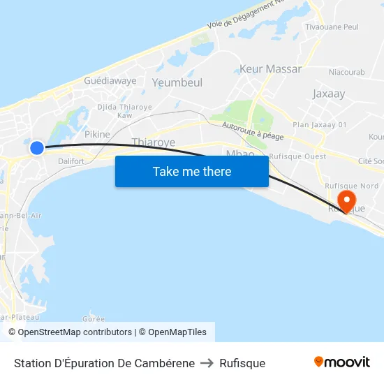 Station D'Épuration De Cambérene to Rufisque map