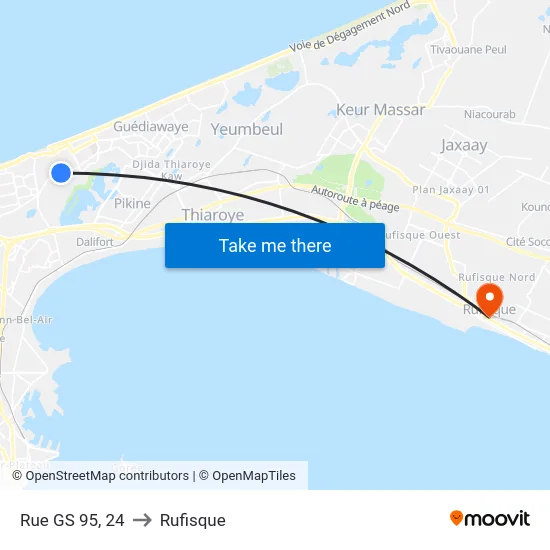 Rue GS 95, 24 to Rufisque map