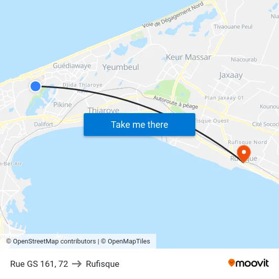 Rue GS 161, 72 to Rufisque map
