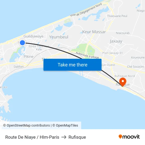 Route De Niaye / Hlm-París to Rufisque map