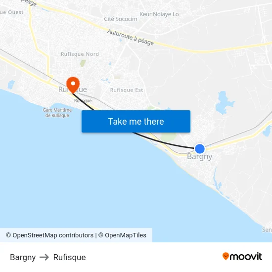 Bargny to Rufisque map
